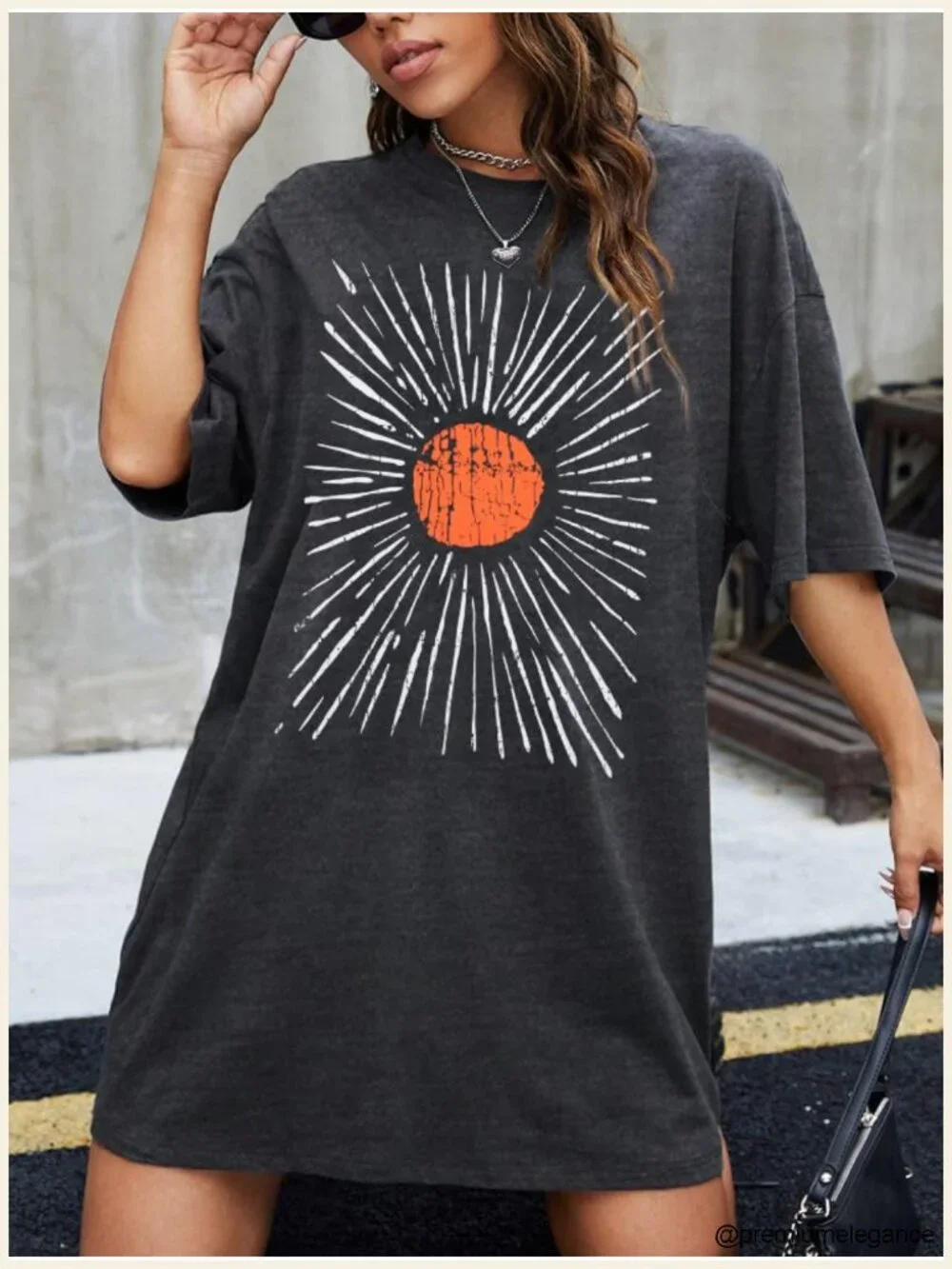 Oversized Vintage Sunshine Graphic Tee T-Shirt Hiking Summer Top